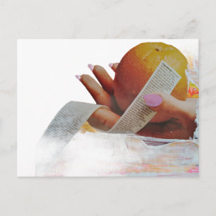 Vintage Hand Holds Orange Long Ingredients List Postcard