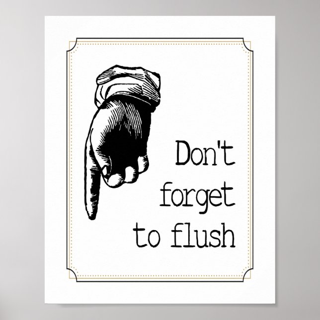 Vintage Hand Kids Flush Toilet Reminder Bathroom Poster (Front)