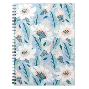 Vintage hand painted floral pattern with big white notebook