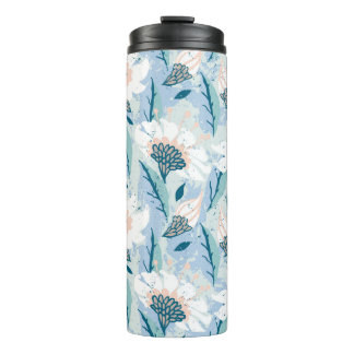 Vintage hand painted floral pattern with big white thermal tumbler