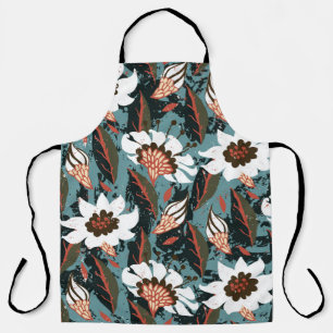 Vintage hand painted floral pattern with flower on apron