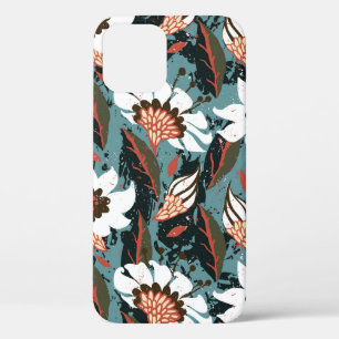 Vintage hand painted floral pattern with flower on iPhone 12 case