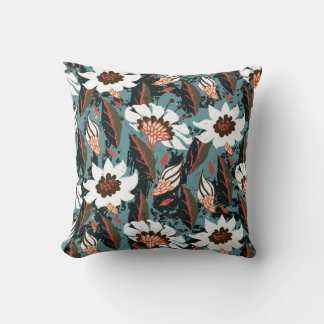 Vintage hand painted floral pattern with flower on cushion