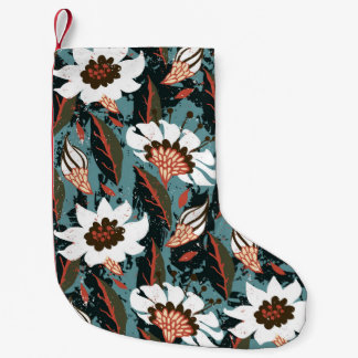 Vintage hand painted floral pattern with flower on small christmas stocking