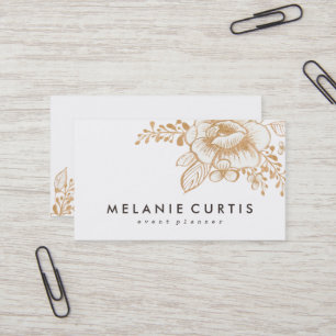 Vintage Hand Painted Gold Flower Business Card