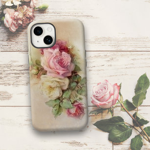 Vintage Hand Painted White and Pink Roses Case-Mate iPhone Case