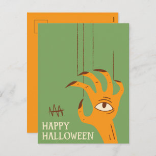 Vintage Hand Puppet Halloween Holiday Postcard