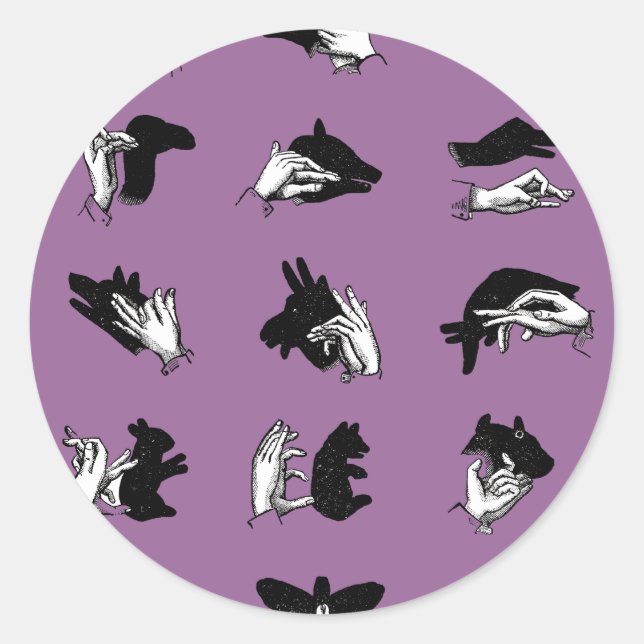 Vintage Hand Puppet Shadow Games Classic Round Sticker (Front)