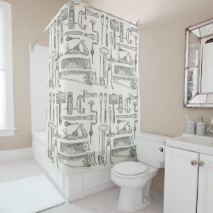 Vintage Hand Tools Pattern Carpenter Handyman Shower Curtain