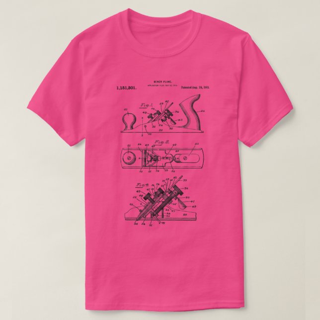 Vintage Hand Wood Plane BlueCarpentry Tools  T-Shirt (Design Front)