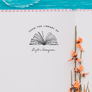 Vintage Hand-written From The Library Of Script Rubber Stamp