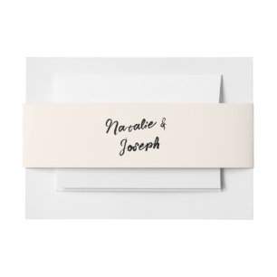 Vintage Hand Written Funky Unique Modern Wedding Invitation Belly Band