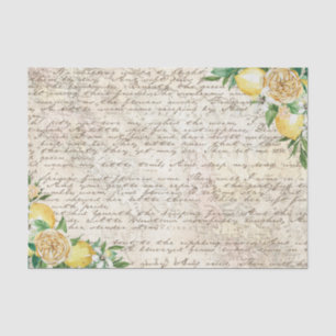 Vintage Hand Written Letter Script Lemon Decoupage Tissue Paper