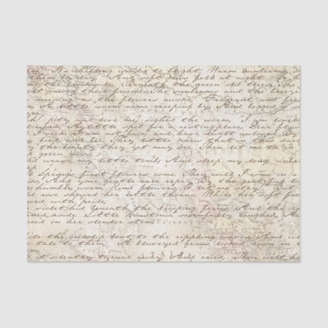 Vintage Hand Written Letter Script Map Decoupage Tissue Paper (Front)
