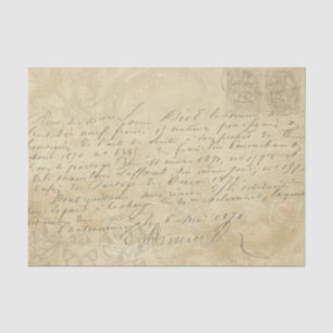 Vintage Hand Written Letter Script Map Decoupage  Tissue Paper