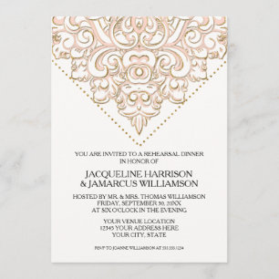 Vintage Handkerchief Lace Modern Rehearsal Dinner Invitation