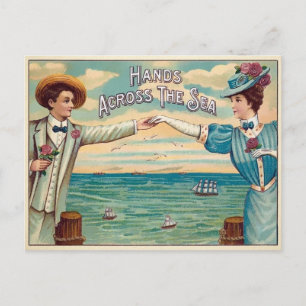 Vintage Hands Across the Sea Postcard