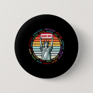 Vintage Hands Off Protest Anti Trump 6 Cm Round Badge