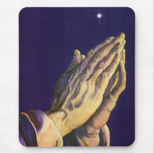 Vintage Hands Praying with Star of Bethlehem Mouse Mat