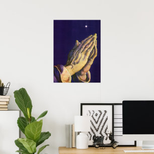 Vintage Hands Praying with Star of Bethlehem Poster