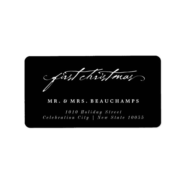 Vintage Handwriting 1st Christmas Wedding Address Label (Front)