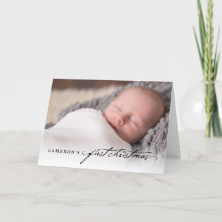 Vintage Handwriting Baby's 1st Christmas Photo Holiday Card