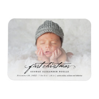 Vintage Handwriting Baby's 1st Christmas Photo Magnet