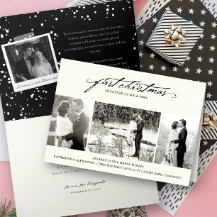 Vintage Handwriting First Christmas Photo Wedding Holiday Card