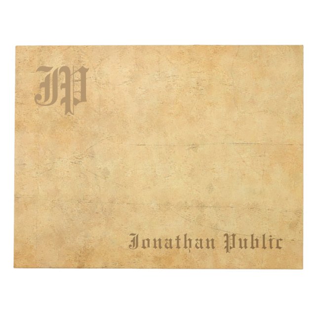 Vintage Handwriting Monogram Template Elegant Notepad (Front)