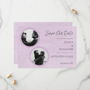 Vintage Handwriting Photo   Magenta Save The Date