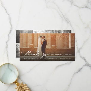 Vintage Handwriting Script Classic 6 Photo Wedding Thank You Card