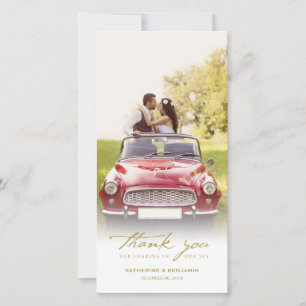 Vintage Handwriting Script Classic Photo Wedding Thank You Card