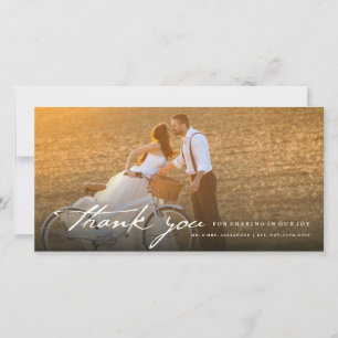 Vintage Handwriting Script Classic Photo Wedding Thank You Card