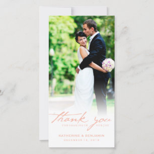 Vintage Handwriting Script Classic Photo Wedding Thank You Card
