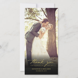 Vintage Handwriting Script Classic Photo Wedding Thank You Card