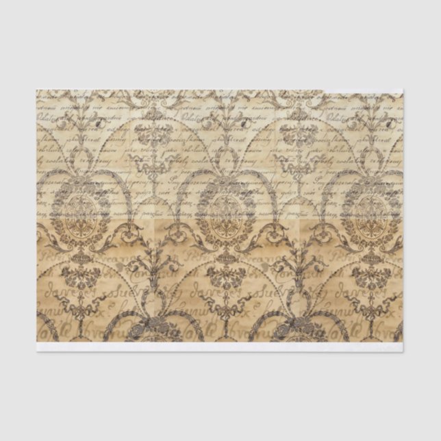 Vintage Handwriting Scroll Decoupage and Collage Tissue Paper (Front)