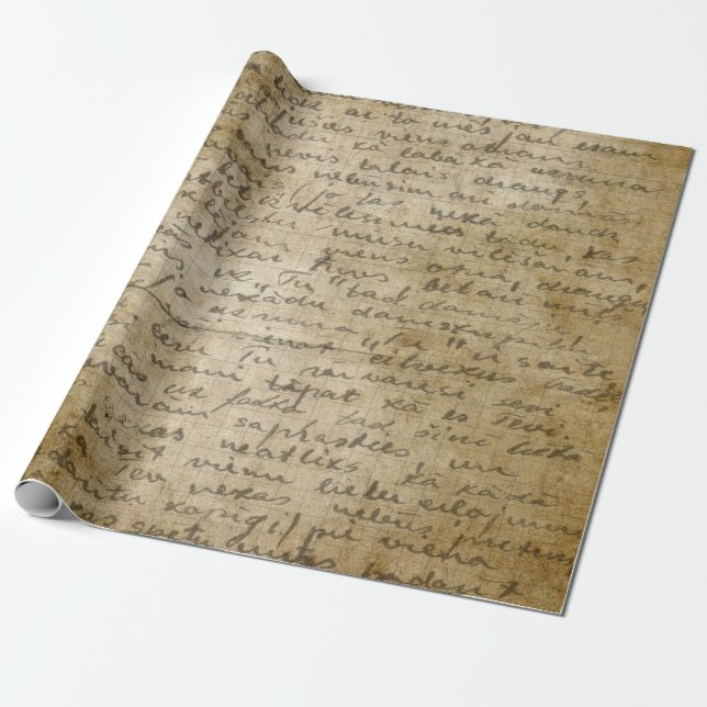 Vintage Handwriting Style 3 Wrapping Paper Roll (Unrolled)