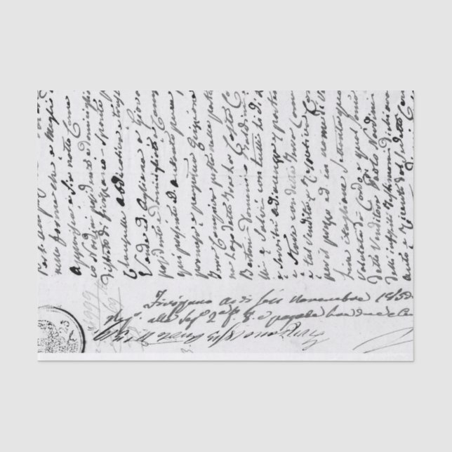 Vintage Handwritten Document Tissue Paper (Front)