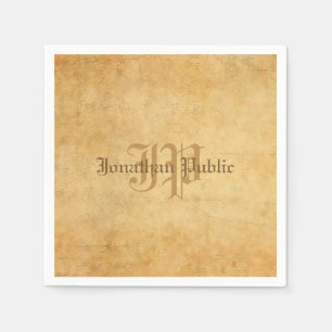 Vintage Handwritten Monogram Wedding Text Template Napkin