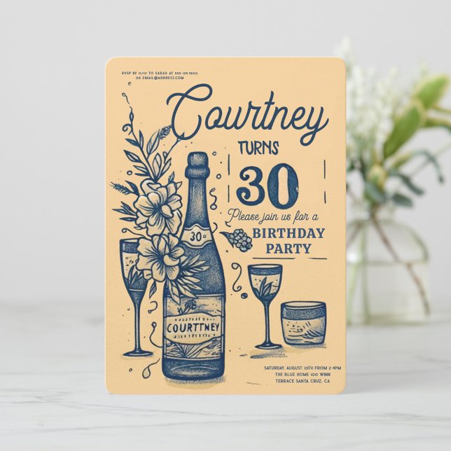 Vintage Handwritten Scribble Drawing 30th Birthday Invitation (Creator Uploaded)