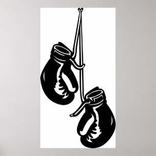 Vintage Hanging Boxing Gloves Retro Fighter Poster