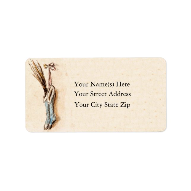 Vintage Hanging Christmas Stockings Label (Front)