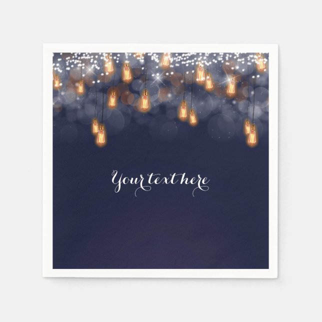 Vintage Hanging Light Bulbs Wedding Reception Napkin (Front)