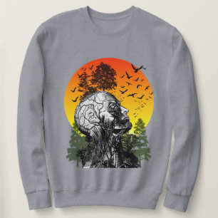 Vintage Hangover Human Tree Retro Sunset Distres Sweatshirt