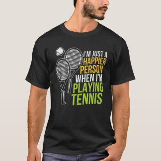 Vintage Happier Person Playing Tennis Sports Playe T-Shirt