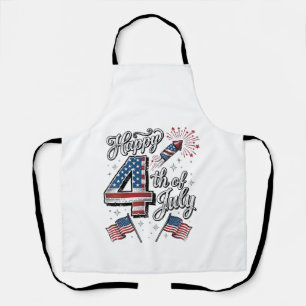Vintage Happy 4th of July Patriotic Firework Shirt Apron