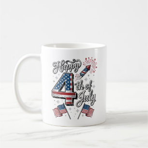 Vintage Happy 4th of July Patriotic Firework Shirt Coffee Mug