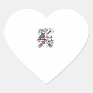 Vintage Happy 4th of July Patriotic Firework Shirt Heart Sticker