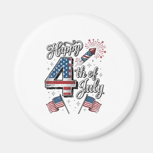 Vintage Happy 4th of July Patriotic Firework Shirt Magnet