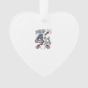 Vintage Happy 4th of July Patriotic Firework Shirt Ornament